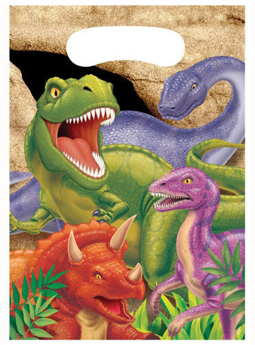 Dino Blast 8 Pack 22cm Plastic Party Favour Bags - Main Image