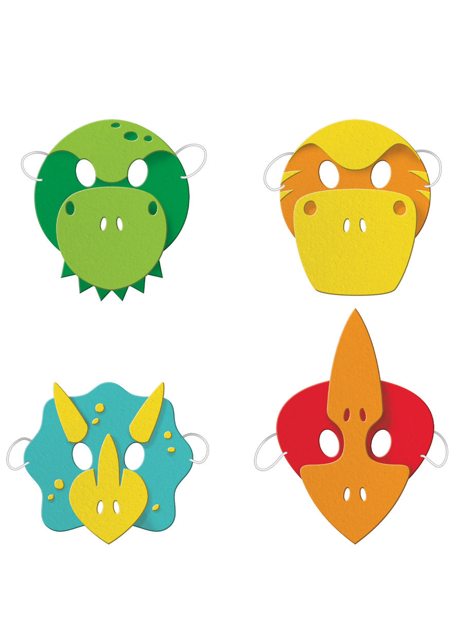 Dino Party 4 Pack Childrens Foam Party Masks - Main Image
