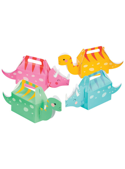 Dino Party 4 Pack Pastel 31cm Cardboard Party Favour Treat Boxes - Main Image