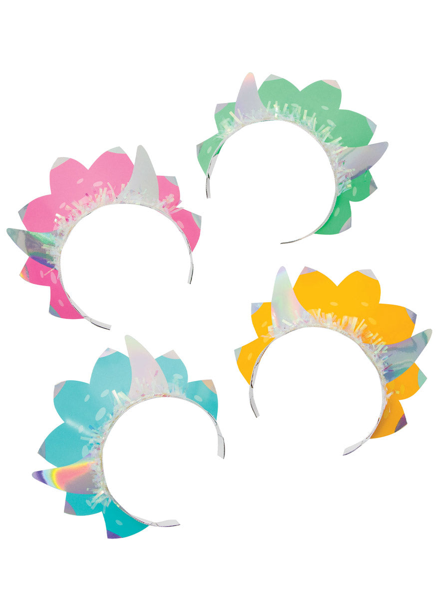 Dino Party 8 Pack Assorted Iridescent Cardboard Tiaras - Main Image