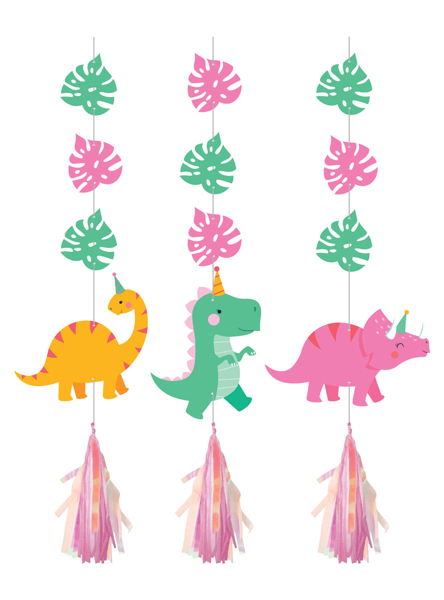 Dino Party Iridescent 3 Pack 91cm Hanging Decorations - Main Image