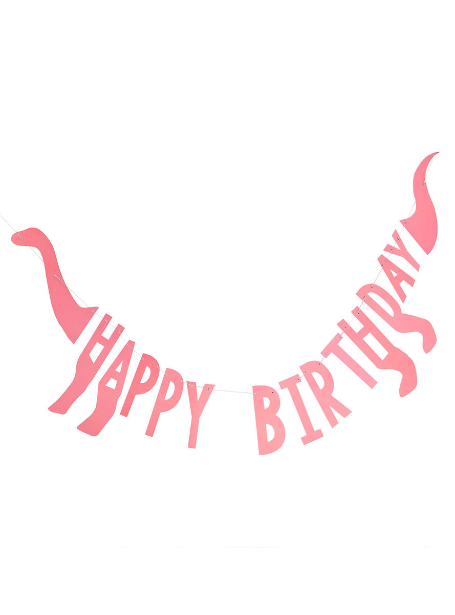 Dino Party Pink 167cm Happy Birthday Bunting – Main Image