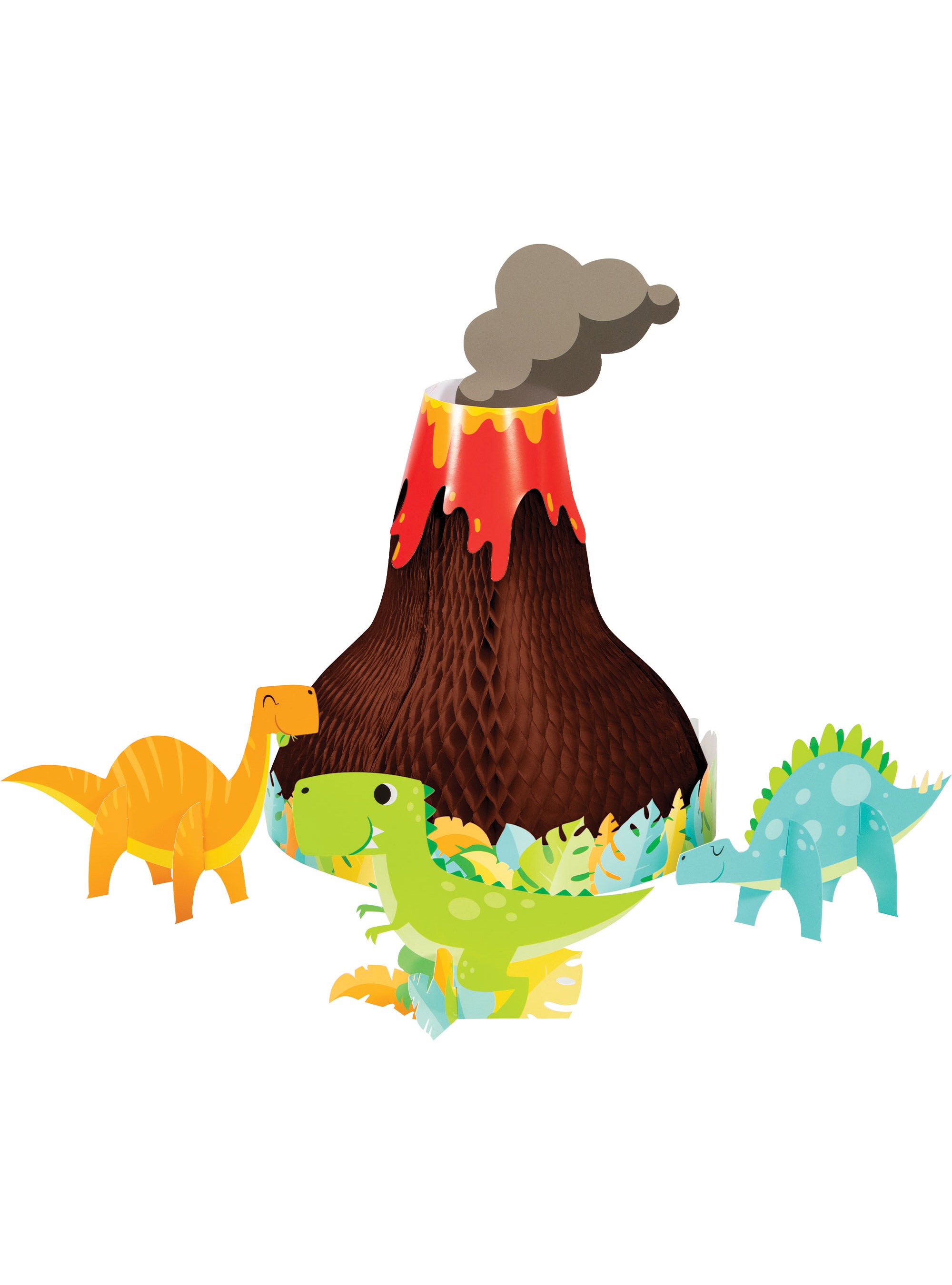 Dino Party Volcano and Dinosaurs 4 Piece 3D Centerpiece Set - Main Image