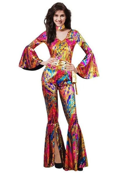 Disco Doll Womens Colourful 1970s Costume - Main Image