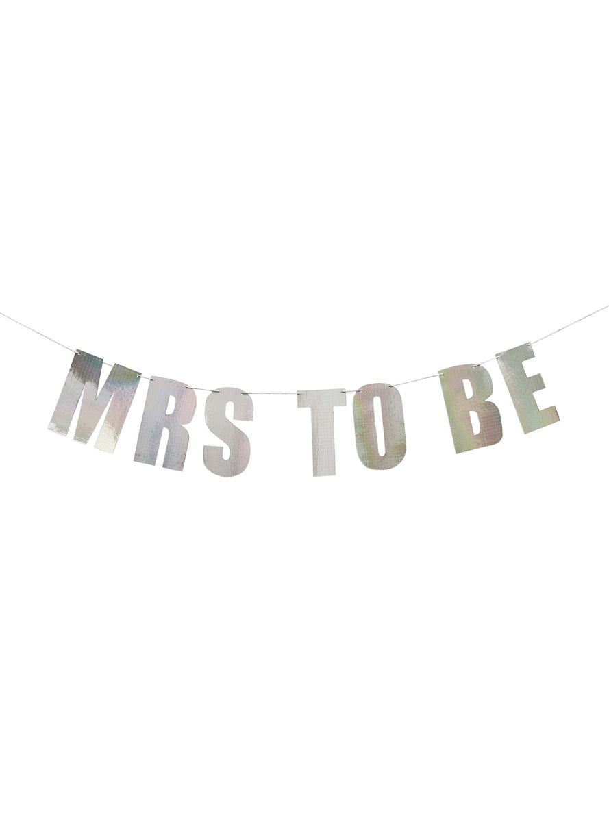 Disco Hen Night 2m Long Silver Iridescent Mrs To Be Banner - Main Image