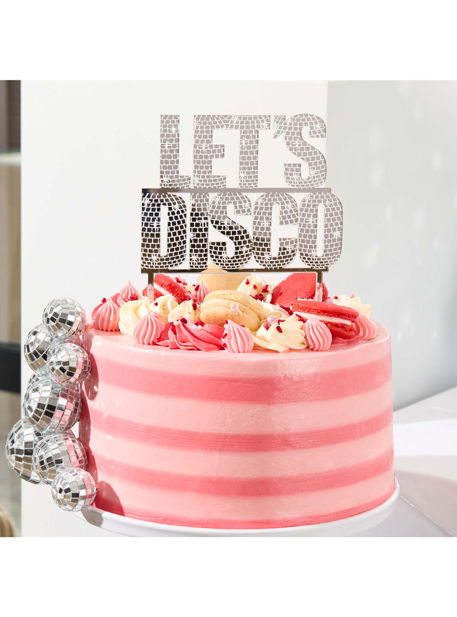 Disco Party 16cm Lets Disco Acrylic Cake Topper - Lifestyle Image 1