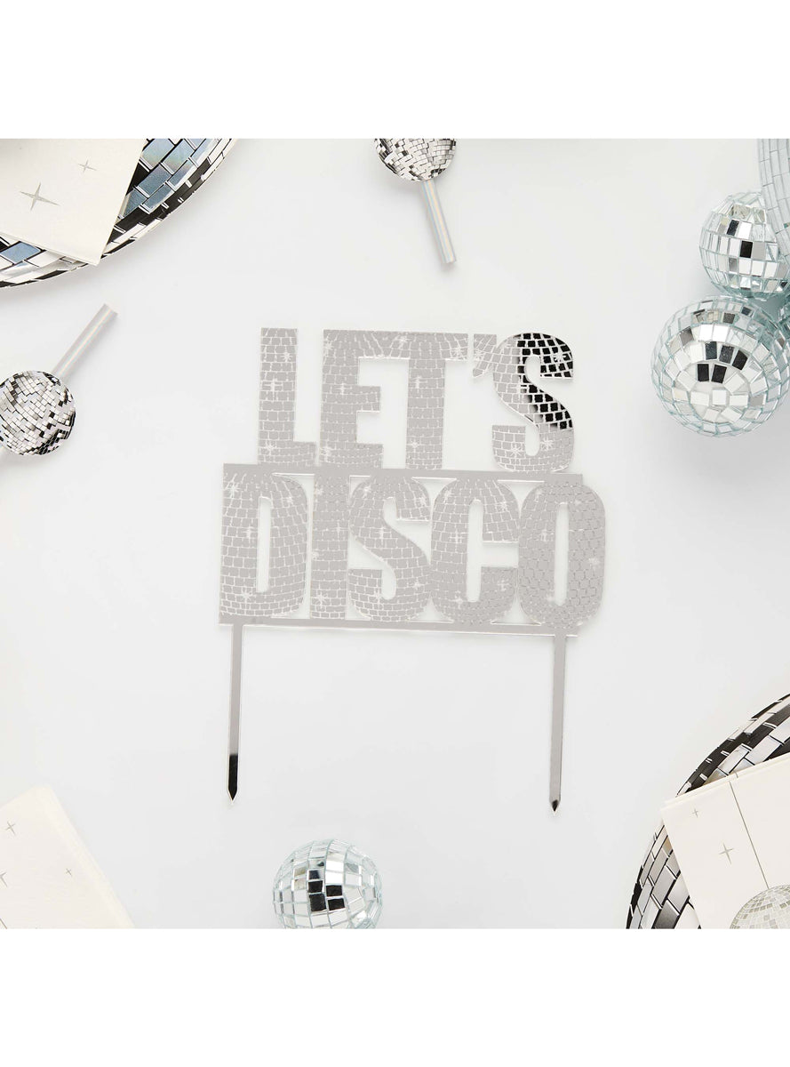 Disco Party 16cm Lets Disco Acrylic Cake Topper - Lifestyle Image 2