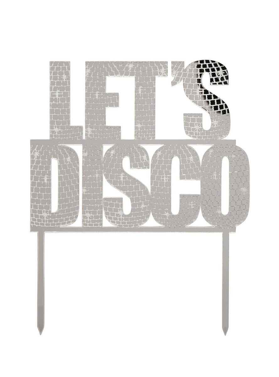 Disco Party 16cm Lets Disco Acrylic Cake Topper - Main Image