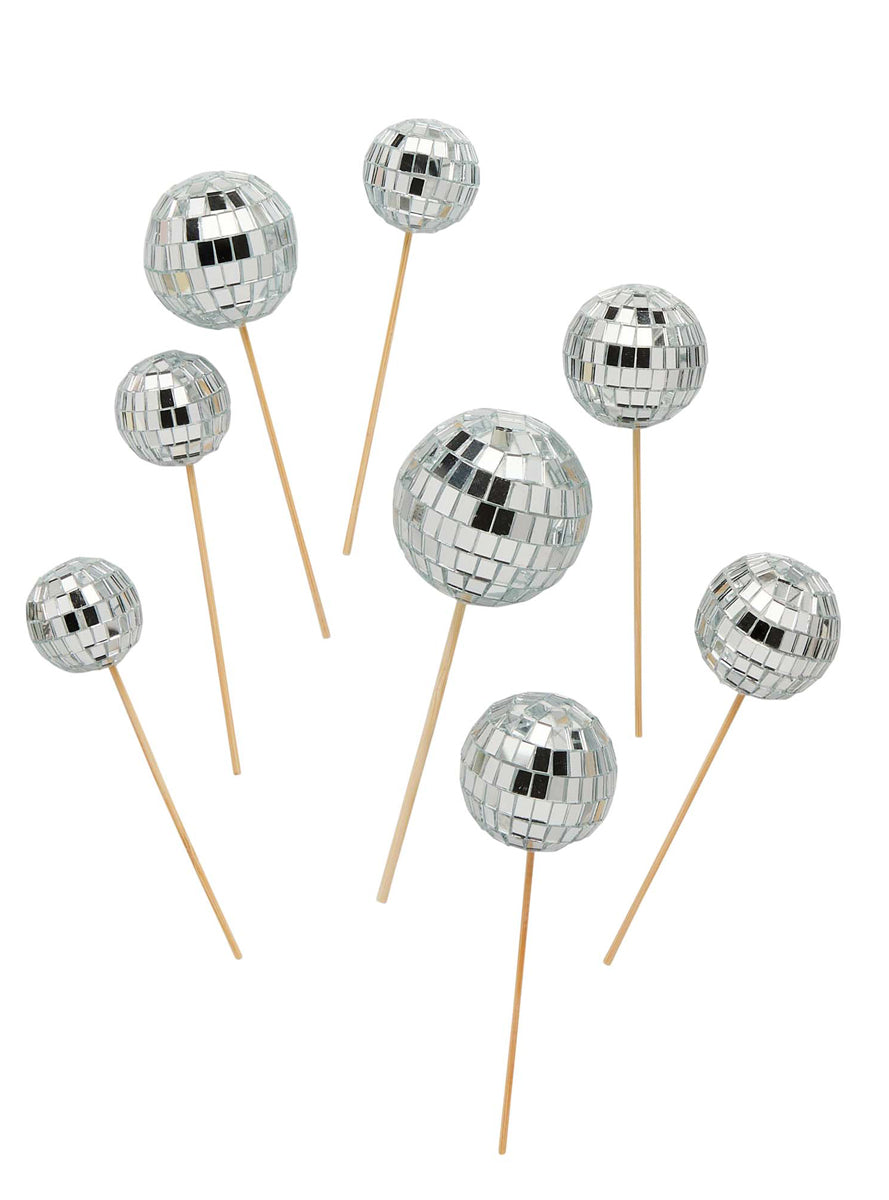 Disco Party 8 Pack Disco Ball Food Pick Decorations - Main Image