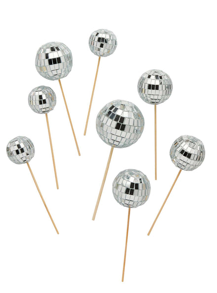 Disco Party 8 Pack Disco Ball Food Pick Decorations - Main Image