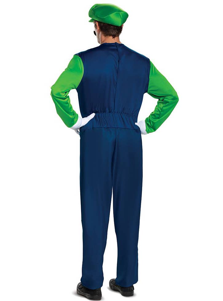 Men's Deluxe Padded Super Mario Luigi Costume - Back Image