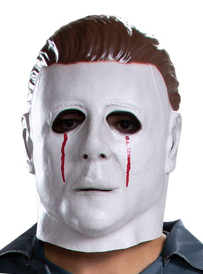 Michael Myers Bloody Overalls Men's Halloween Costume - Close Up Mask Image