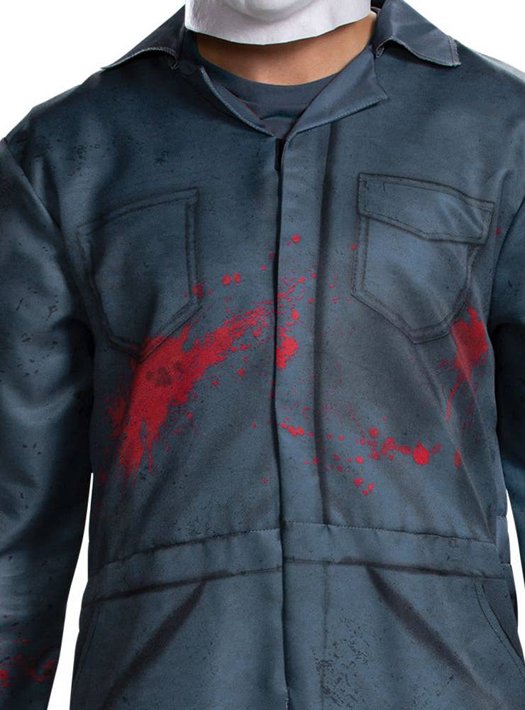 Michael Myers Bloody Overalls Men's Halloween Costume - Close Up Overalls Image