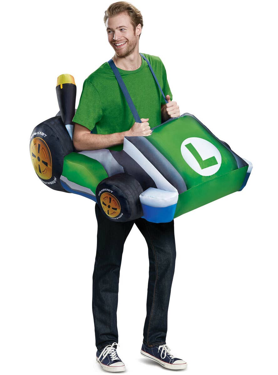 Adults Inflatable Luigi Car Costume - Front Image