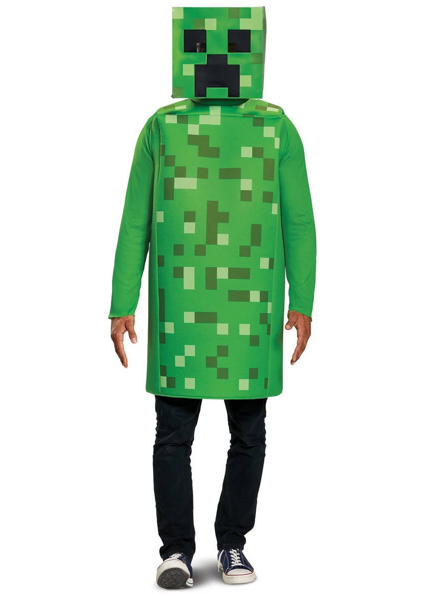 Men's Minecraft Creeper Video Game Costume - Front Image