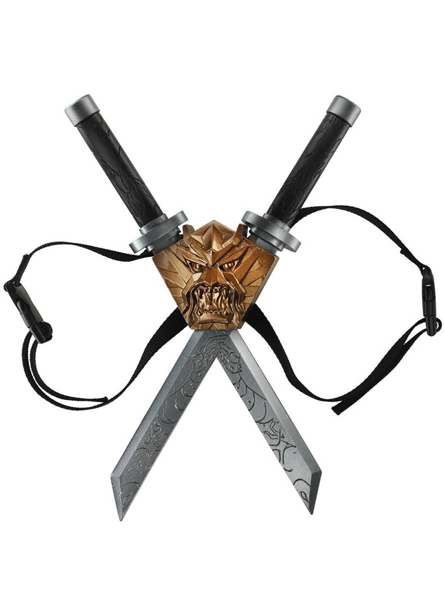 Deluxe Kid's Dragon Ninja Swords and Sheath Costume Weapon Set - View 1