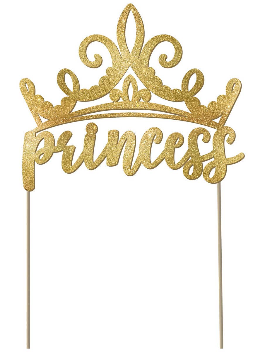 Image Of Disney Princesses Gold Glitter Tiara Cake Pick