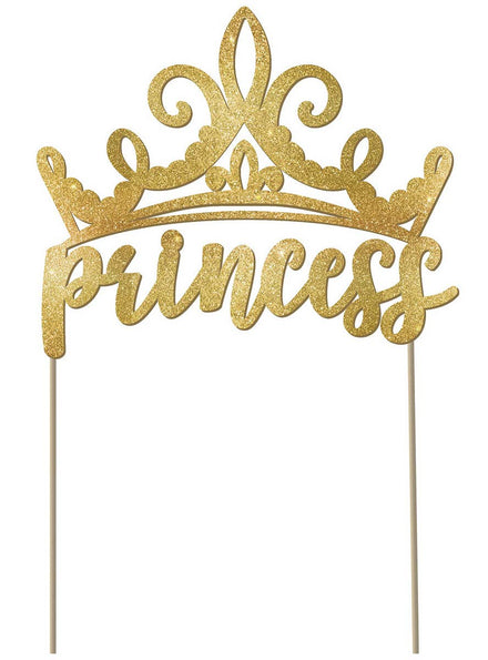 Image Of Disney Princesses Gold Glitter Tiara Cake Pick