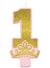 Image of Disney Princesses Pink and Gold Glitter Number 1 Candle
