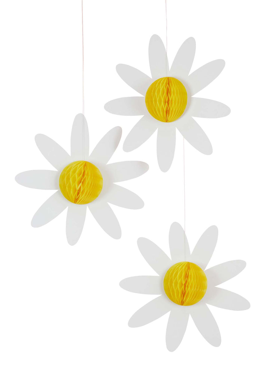 Ditsy Daisies 3 Pack 30cm Floral Hanging Honeycomb Decorations - Main Image