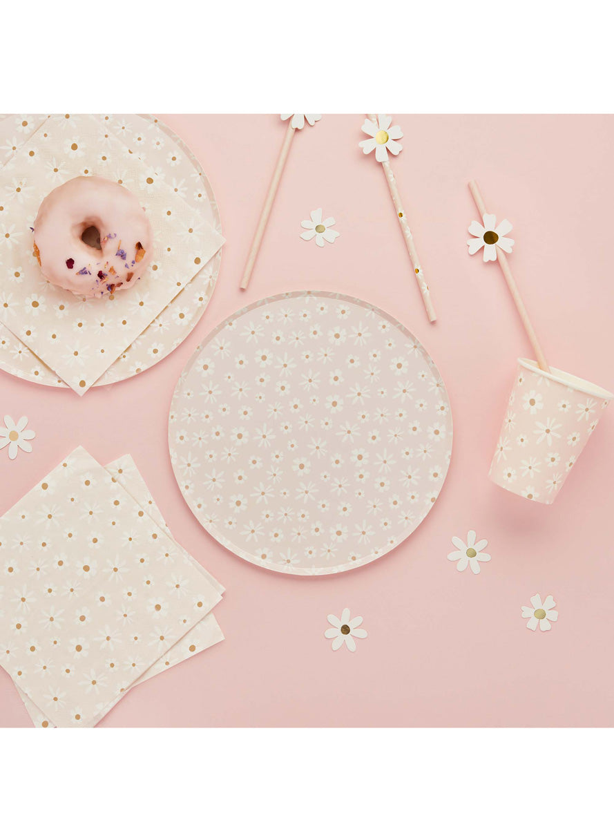 Ditsy Daisies 8 Pack 23cm Paper Party Plates – Lifestyle Image