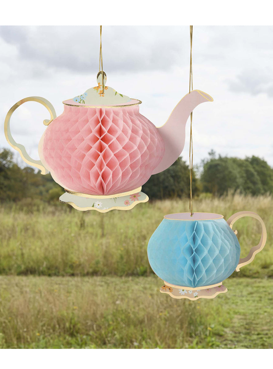 Ditsy Floral 2 Pack 32cm Hanging Tea Party Honeycomb Decorations - Lifestyle Image