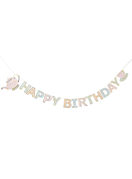 Ditsy Floral 250cm Happy Birthday Tea Party Banner - Main Image