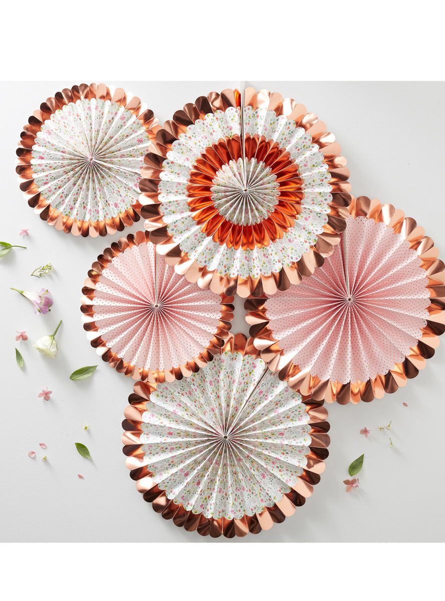 Ditsy Floral 5 Pack Hanging Fan Decorations – Lifestyle Image