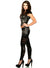 Black Wet Look Women's Leggings with Wide Slashes - Full Length Image