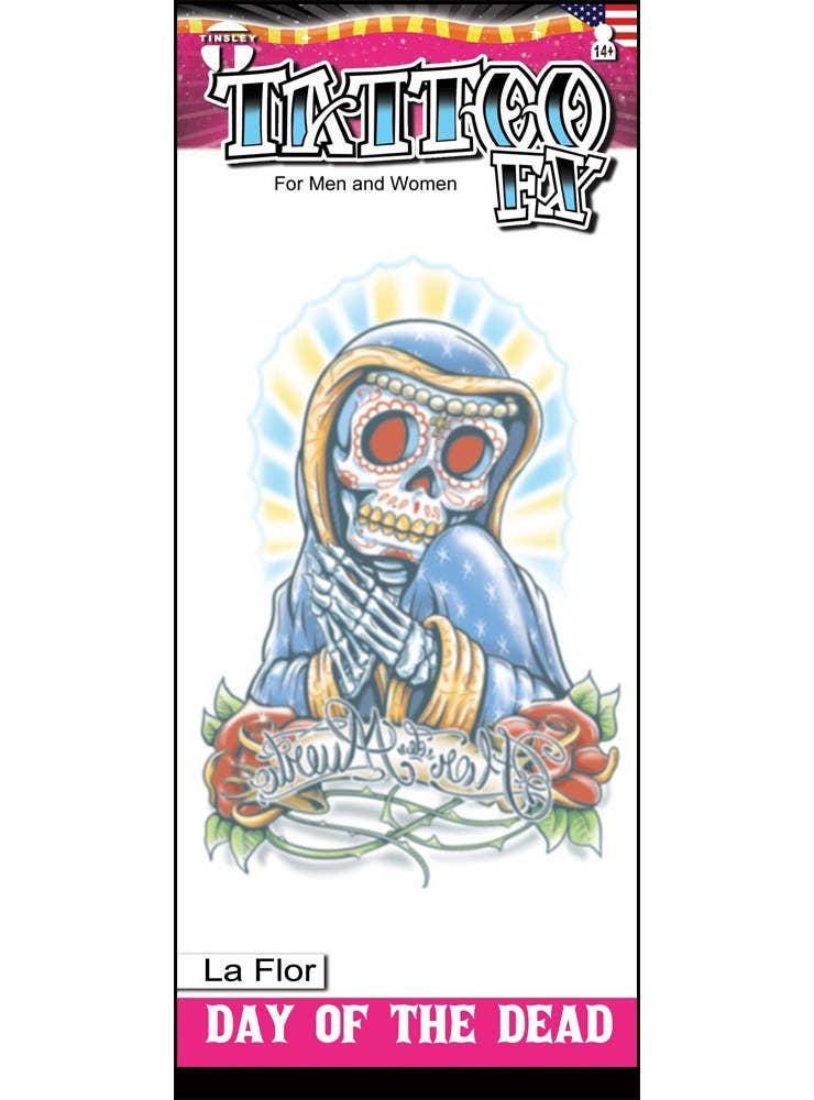 Tinsley Transfers Sugar Skull La Flor Temporary Tattoo - Main Image
