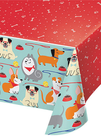 Dog Party 159cm Plastic Table Cover – Main Image