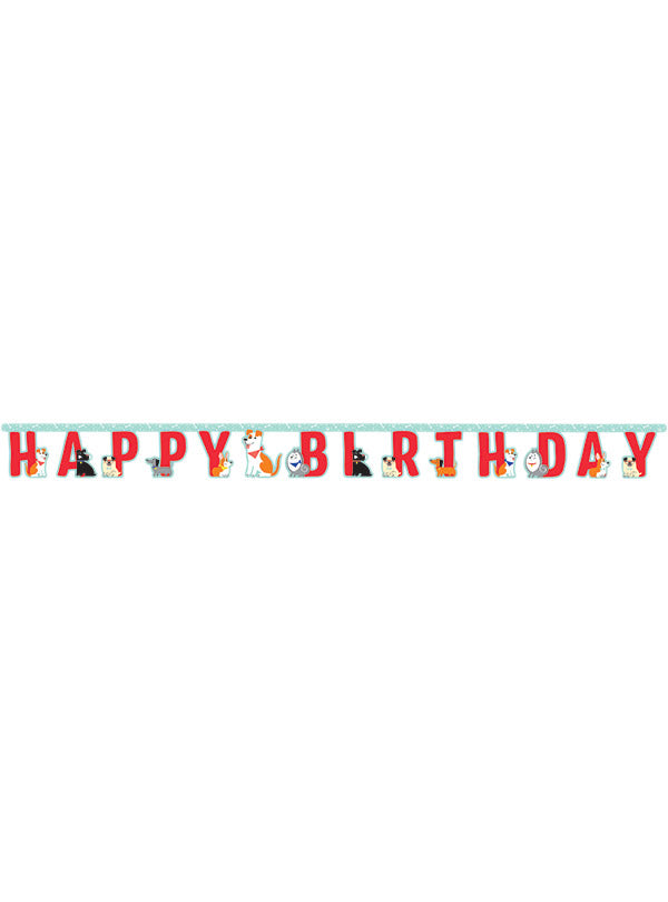 Dog Party 220cm Long Jointed Happy Birthday Banner – Main Image
