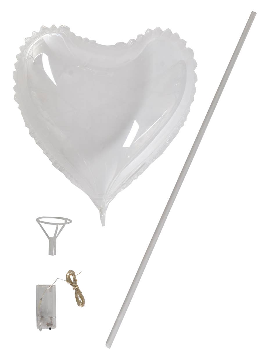 Image of Heart Shape Clear Balloon with Wrap Around String Lights - Main Image