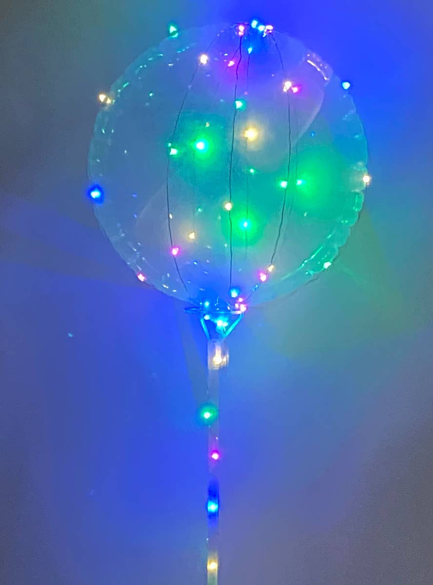 Image of Round 35cm Clear Bubble Balloon with Wrap Around String Lights