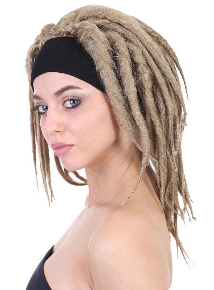 Dreadlocks Womens Light Brown Costume Wig - Side Image