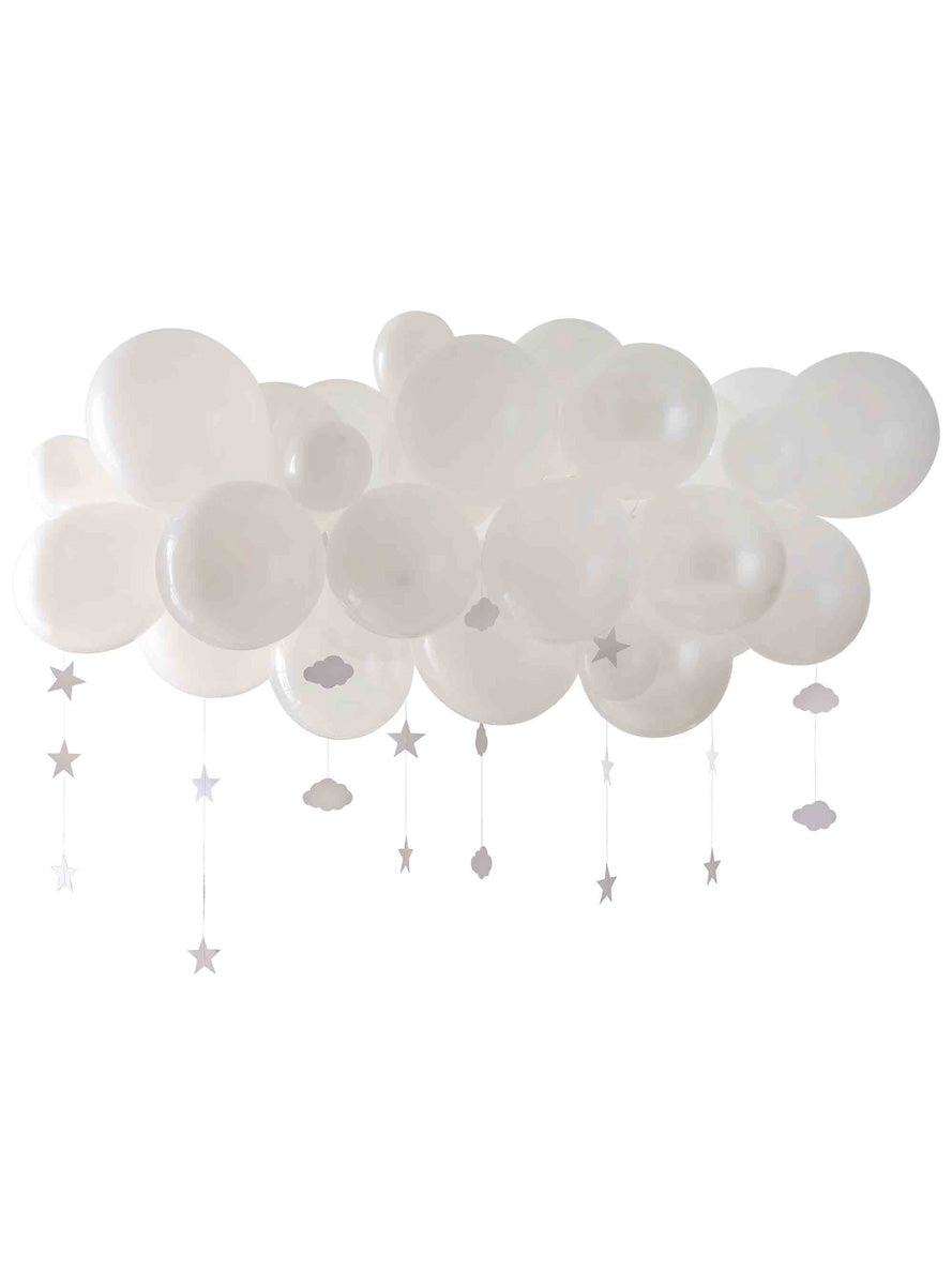 Dream Baby 40 Piece White Balloon Arch Kit with Stars and Clouds – Lifestyle Image