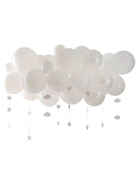 Dream Baby 40 Piece White Balloon Arch Kit with Stars and Clouds – Lifestyle Image