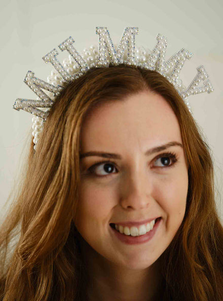 Dream Baby White Pearl Mummy Baby Shower Headband – Main Image