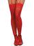 Sheer Red Plain Top Thigh High Stockings with Back Seam - Front Image