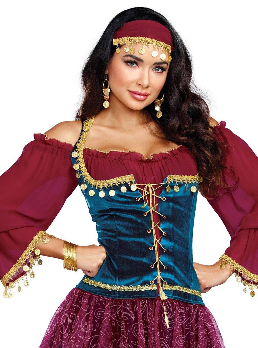 Deluxe Womens Gypsy Costume | Red and Blue Gypsy Costume for Women