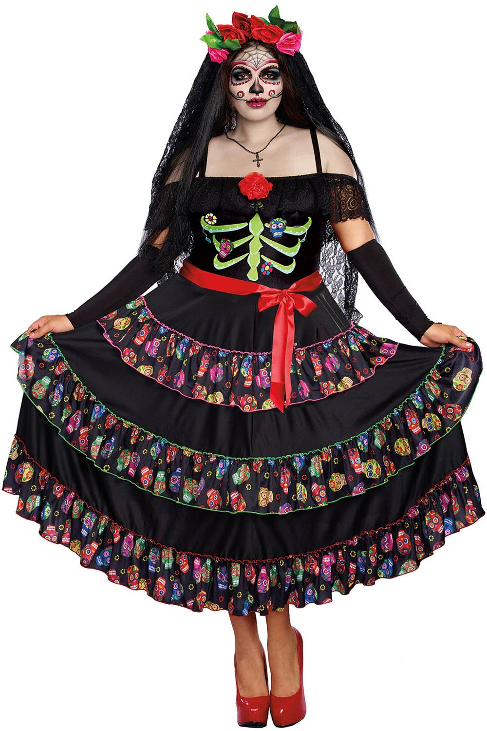 Women's Lady of the Dead Plus Size Costume - Front Image