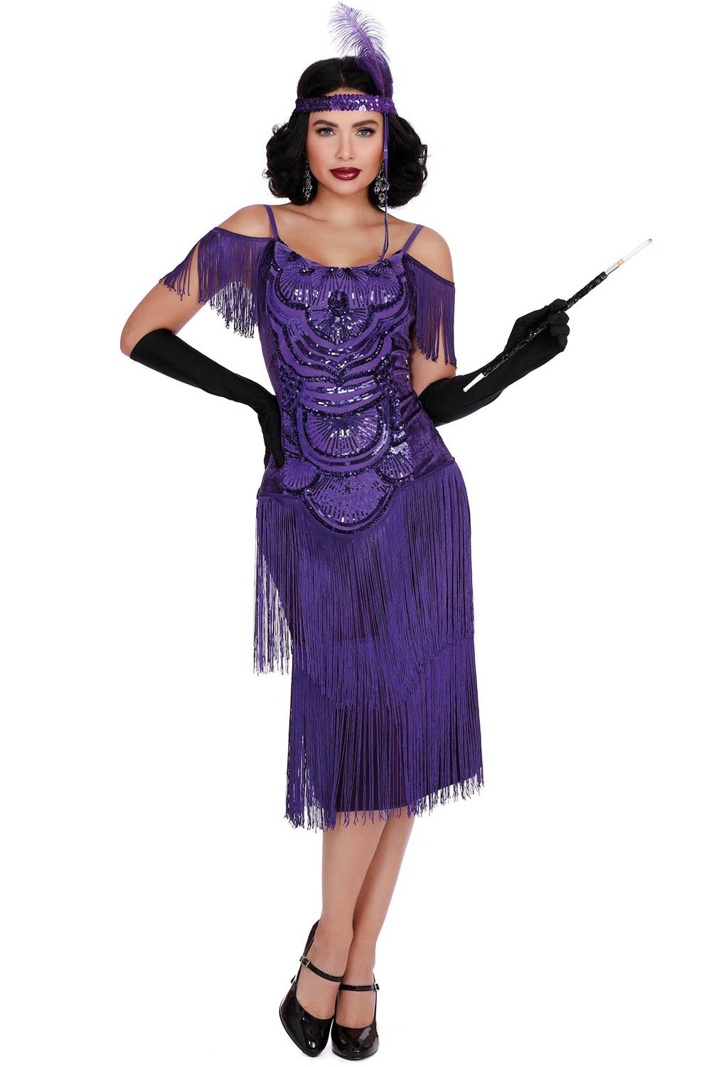 Women's Purple 1920's Gatsby Costume - Front Image