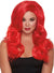 Long Wavy Bright Red Women's Costume Wig with Side Part - Front Image