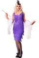 Women's Long Purple Flapper Costume Dress Front View