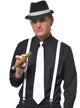 White Satin Zip Up 1920s Gangster Costume Tie - Main Image