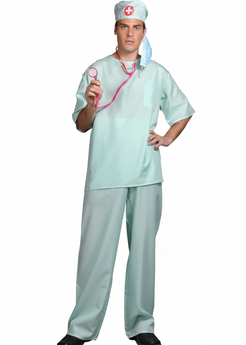 Surgical Scrubs Adult's Surgeon Fancy Dress Costume Full Image