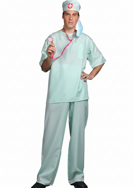 Surgical Scrubs Adult's Surgeon Fancy Dress Costume Full Image