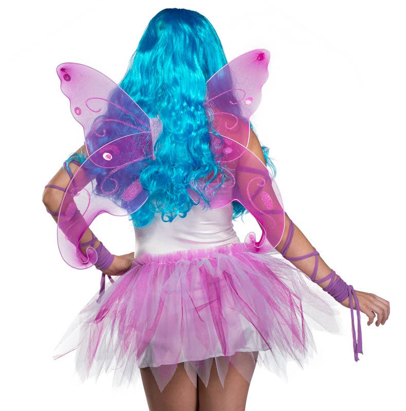 Women's Sexy Pretty Pink Fairy Fancy Dress Costume Close Back Image