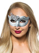 Silver And White Glitter Butterfly Masquerade Ball Mask - Main Image