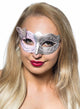 Womens Pink and Silver Butterfly Masquerade Mask - Face Mask Image